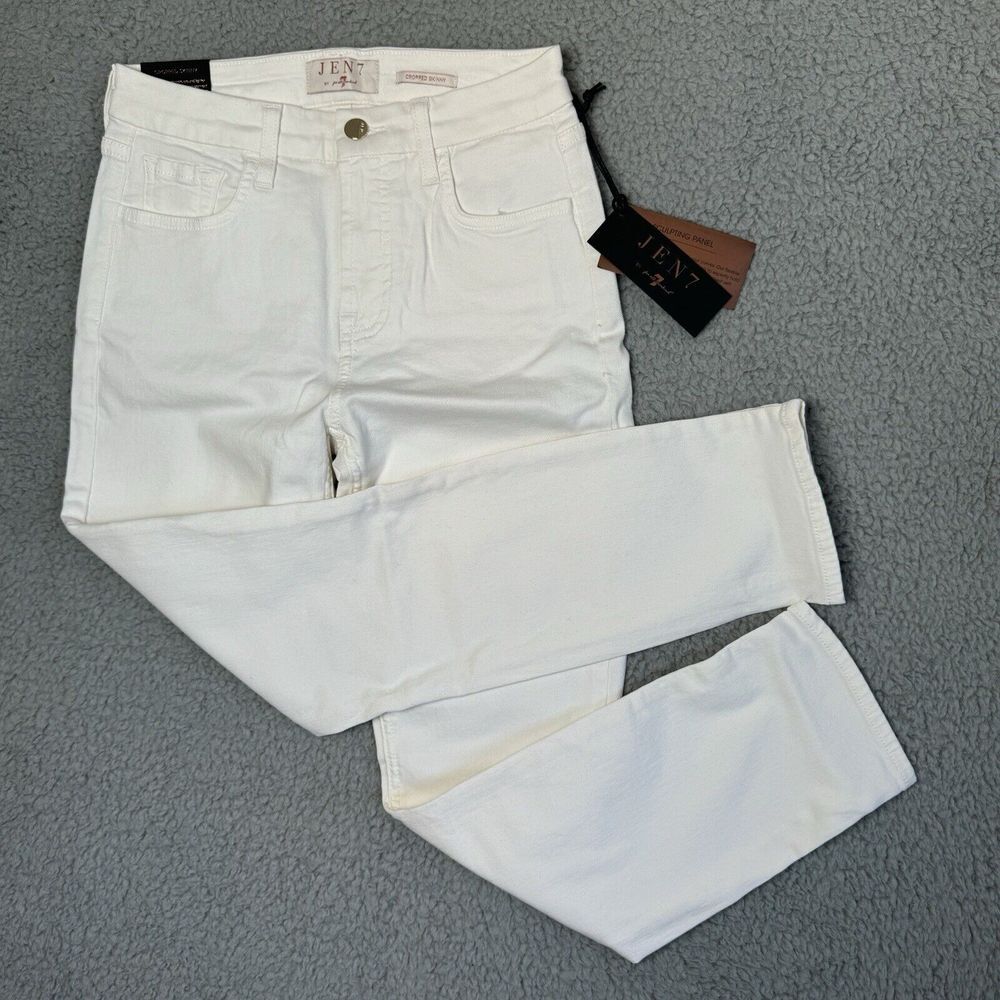 Jen7 by 7 For All Mankind Cropped Skinny Mid Rise Sculpting White Jeans Sz 2 NWT